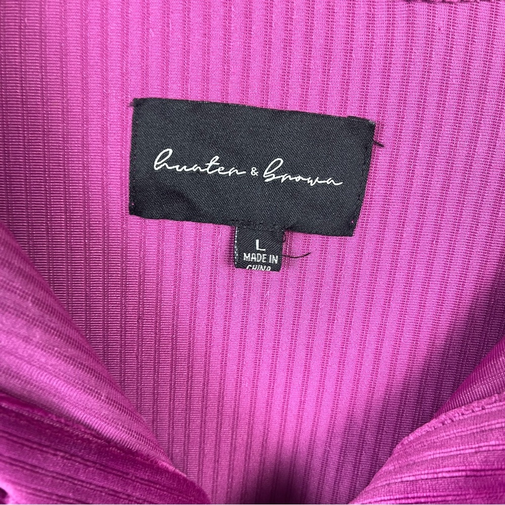 Hunter & Brown Pink Velvet Button-Up Shirt Women's Large - Picture 2 of 11